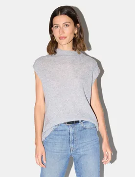 Pure Cashmere Relaxed Knitted Top Medium Grey female - Jigsaw - FashionsVida
