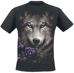 Gothic T-Shirt - Wolf Roses - S bis XXL - für Männer - Größe XL - schwarz - Männer - male