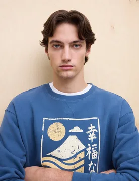 Sudadera de hombre de cuello caja con estampado - Easy Wear - FashionsVida