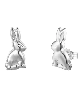 Womens Sterling Silver Sitting Bunny Rabbit Stud Earrings - One Size - The Jewellery Stockroom - FashionsVida