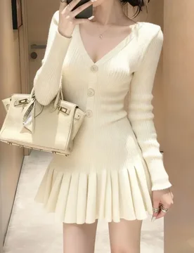 Autumn and Winter New Pure Desire Style, High-end and Beautiful, Wearing A Knitted Dress Outside - Aliexpress - FashionsVida
