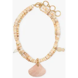 Collar corto doble con cuentas y abalorio de conchas decorativas
