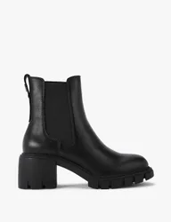 Leather Chelsea Block Heel Boots Black female