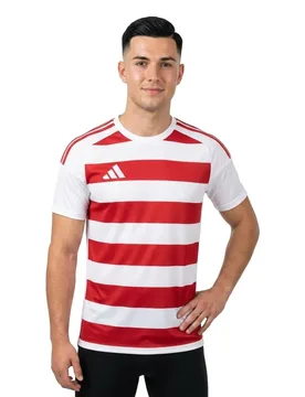 T-shirt à Manches Courtes Hooped 26 White / Team Power Red 2 S - Adidas - FashionsVida
