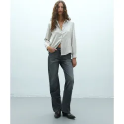 Vaquero ancho de mujer elástico con strass lateral