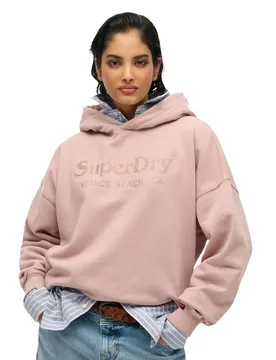 Sweat à Capuche Venue Metallic Relaxed Mauve 2XS - Superdry - FashionsVida