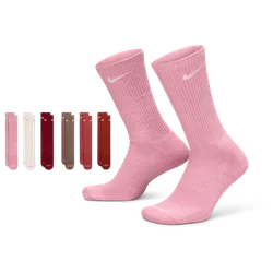 Everyday Cushioned Crew 6 Pack Unisex Socks - Red - Size - Red - Size: 5 - 8