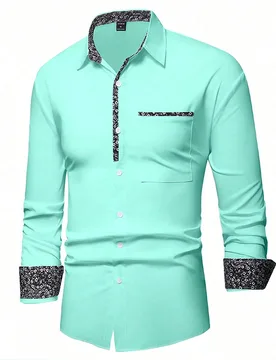Camisa de botones con estampado floral de corte holgado para hombre, otoño, manga larga, formal, ceremonia XS - Shein - FashionsVida