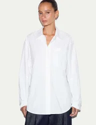 Pure Cotton Oversized Collared Shirt White female
