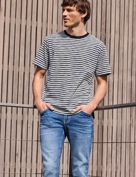 Street One T-Shirt mit Rundhals und Piquéstruktur male Weiß - Street One MEN - FashionsVida