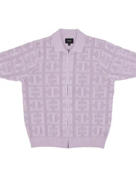 Polo Manica Corta Uomo Monogram Jacquard Zip Sweater Lavender - Huf - FashionsVida