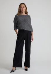Catherine Wide Leg Corduroy Trouser In Black - XS