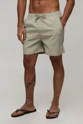Mens Textured Mid Length Swim Short - Green - Size X-Large