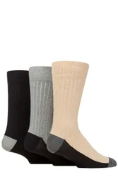 Mens 3 Pair SOCKSHOP Wildfeet Recycled Cotton Boot Socks Black / Charcoal / Beige 7-11 Mens - Assorted - Size: 7-11 Mens