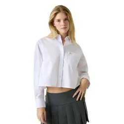 Jeans Camicia A Maniche Lunghe W6rh6wh7p1 Cropped Pure White XS