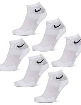 Everyday + Cushioned Ankle 6 Pack Unisex Socks - White - Size 8 - 11 - Cotton - White - Size: 8 - 11 - Nike - FashionsVida