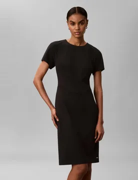 Vestido manga corta scuba crepé - Calvin Klein - FashionsVida