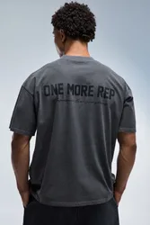 Mens One More Rep Oversized Washed Extended Neck T-Shirt - Black