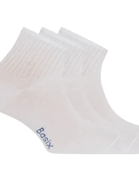 Punto - Pack de 9 pares de calcetines en algodón de hombre Basix tobilleros lisos en color - Punto Blanco - FashionsVida