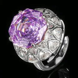 Adjustable Square Cut Colored Gem Cocktail Rings Green Purple Pink Vintage Halo Design Cubic Zirconia Party Jewelry for Women