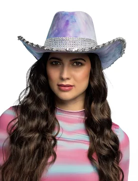 Cowboyhut Tie Dye Blau und Violett für Erwachsene - BOLAND BV - FashionsVida
