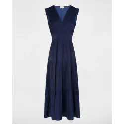 Vestido largo con escote pico sin mangas