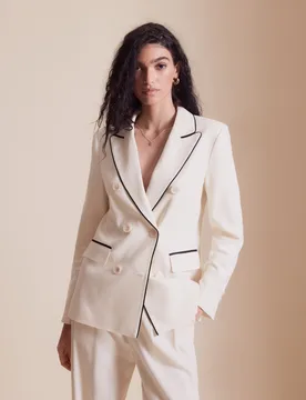 Blazer de mujer cruzada con lino - Easy Wear - FashionsVida