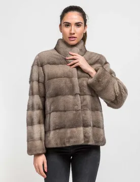 Chaqueta de pelo de mujer de visón con cuello levantado - De la Roca - FashionsVida