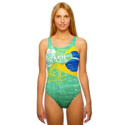Brazil Vintage 2013 Swimsuit Green / Yellow 4XL Women