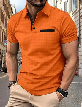 New summer men's fashion fashion casual solid color loose version of t shirt men's sports fitness jacquard check POLO shirt - Aliexpress - FashionsVida