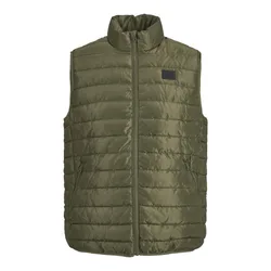 Mens Puffer Gilet With Stand Up Collar Lightweight - Olive - Size 2xl