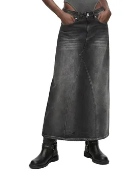 Karl Jeans Gonna Lunga Bw12002 Visual Washed Black S - Lagerfeld - FashionsVida