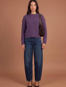 Women's Wool Blend Jumper in Plum Size: Large - Plum - Size: L - Urban Bliss - FashionsVida