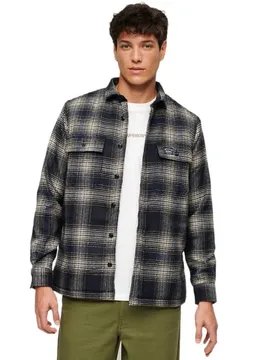 Camicia Overshirt Wool Miller Over Ombre Navy 2XL - Superdry - FashionsVida