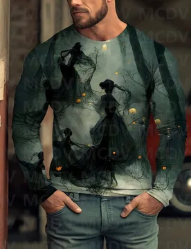 Men's Skull Ghost Halloween 3D Printed Long Sleeve T-Shirt Halloween Tops - Aliexpress - FashionsVida