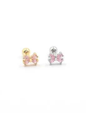 G Screw-back 1 PC Classical Pink Zircons Bowknot Women Stud Earrings Bling Fashion No Fade Good Quality - Aliexpress - FashionsVida