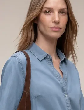 Arm Hemdbluse im Denim-Look female Blau - Street One - FashionsVida