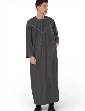 Mens Eid Grey Moroccan Thobe Robe Djellaba Ramadan Eid Jubba- Hm10 - Size 58 - Thobez - FashionsVida