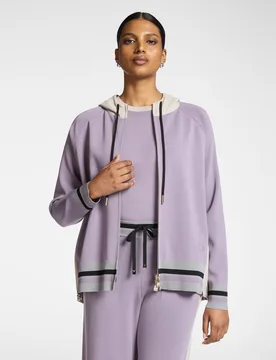 Cárdigan de mujer de mezcla de viscosa con capucha y cremallera modelo regular con cierre de cremallera y longitud media - Elena Miró - FashionsVida
