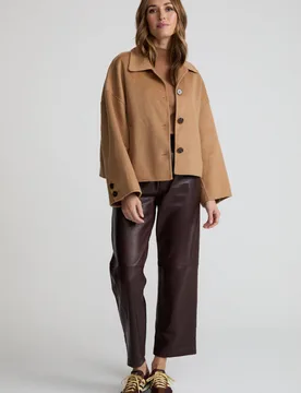 Alaia Wool Button Down Jacket In Brown - S - Lily and Lionel London Limited - FashionsVida