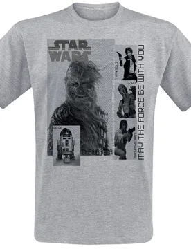 Disney T-Shirt - May the force be with you - S bis XXL - für Männer - Größe XL - hellgrau meliert - Lizenzierter Fanartikel - Männer - male - Star Wars - FashionsVida