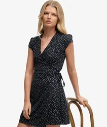 Superdry Damen Athletic Essential Wickelkleid Navy - Größe: 36