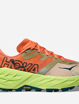 Women's Speedgoat 7 Trail Shoes in Persimmon/Neon Yuzu, Size 9 - HOKA - FashionsVida