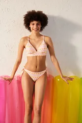 Womens Geometric Tie-Side Brazilian Bikini Bottoms - Multicolour - Size Large