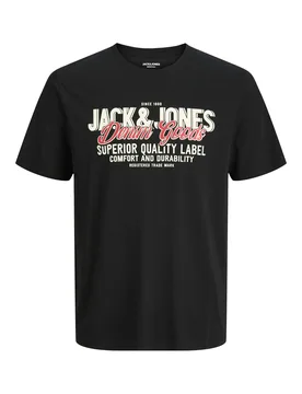 Mens T-Shirt - Black Cotton - Size Medium - Jack & jones - FashionsVida