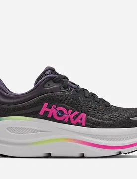 Women's Bondi 9 Road Running Shoes in Black/Neon Dragonfruit, Size 4 - HOKA - FashionsVida