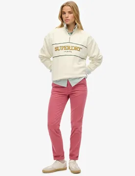 Superdry Damen Chinohose mit Mittlerer Leibhöhe Pink - Größe: 34/32 - 84.99 - FashionsVida