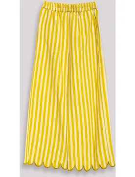 Pantalones anchos de mujer fluidos de rayas con cintura elástica - Niza - FashionsVida