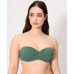 Tops de bikini bandeau micropiqué coral en copa c