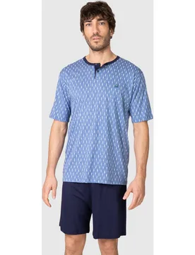 Pijama corto de hombre de manga corta con tapeta abotonada - Massana - FashionsVida